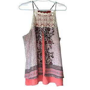 Maurices White / Pink Halter Tank Top Size Large